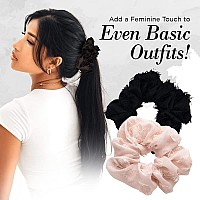 Kitsch Satin Brunch Scrunchie Softer Than Silk Scrunchies For Women Jumbo Satin Hair Tie For Thick Thin Hair Frayed Blush