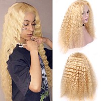 613 Blonde Lace Front Wig Human Hair 10A Deep Wave T Part Human Hair Wigs For Women 30Inch Brizilian Virgin Hair 613 Lace Fronta