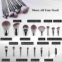 Makeup Brushesdaubigny 16Pcs Silver Premium Synthetic Makeup Brush Set With Professional Foundation Brushes Powder Concealers E