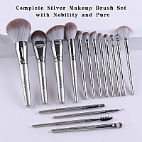 Makeup Brushesdaubigny 16Pcs Silver Premium Synthetic Makeup Brush Set With Professional Foundation Brushes Powder Concealers E