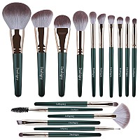 Makeup Brushes Daubigny 16Pcs Complete Green Premium Synthetic Makeup Brush Set With Professional Foundation Brushes Powder Con