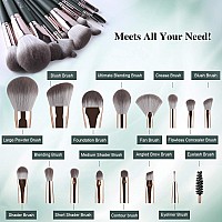 Makeup Brushes Daubigny 16Pcs Complete Green Premium Synthetic Makeup Brush Set With Professional Foundation Brushes Powder Con