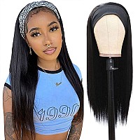 Gt Headband Wig For Women Black Straight Synthetic Headband Wig Glueless Heat Resistant Natutal Looking For Daily Party Use 24