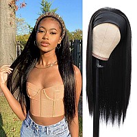 Gt Headband Wig For Women Black Straight Synthetic Headband Wig Glueless Heat Resistant Natutal Looking For Daily Party Use 24