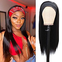 Gt Headband Wig For Women Black Straight Synthetic Headband Wig Glueless Heat Resistant Natutal Looking For Daily Party Use 24