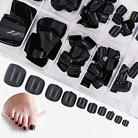 Addfavor False Toe Nails Glossy Solid Color Square Short Full Cover 120Pcs Fake Toenails Acrylic Nail Tips For Women Girls Blac