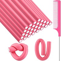 Syhood 30 Pcs Flexible Curling Rods 945 Twist Foam Hair Rollers Soft Foam No Heat Hair Rods Rollers And 1 Steel Pintail Comb R