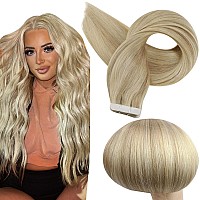 Full Shine Tape In Hair Extensions 20 Inch Tape In Human Hair Remy Hair Tape In Extensions Color 1622 Golden Blonde Highlighted