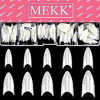 Short Stiletto Nail Tips Natural Nail Tips Half Cover Mekk 600Pcs Acrylic False Nail Tips Fake Nail Tips For Nail Salons And Diy