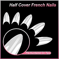 Short Stiletto Nail Tips Natural Nail Tips Half Cover Mekk 600Pcs Acrylic False Nail Tips Fake Nail Tips For Nail Salons And Diy