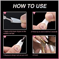 Short Stiletto Nail Tips Natural Nail Tips Half Cover Mekk 600Pcs Acrylic False Nail Tips Fake Nail Tips For Nail Salons And Diy