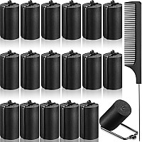 Syhood 18 Pcs Satin Rollers For Black Hair Sponge Hair Rollers Black Satin Foam Rollers Silk Covered Soft Rollers For Hairdressi