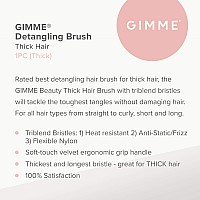 Gimme Beauty - Thick Hair Brush - Damage-Free Detangling Hair Brush with Anti-Static & Heat Resistant Nylon Bristles - Paddle Brush for Curly + Thick Hair