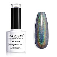 Rarjsm Holographic Nail Polish Black Nail Polish Soak Off Nail Gel Collection Nail Lamp Required For Nail Art Design 1 Pack 025