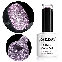 Rarjsm Reflective Glitter Gel Polish Light Purple Sparkle Gel Nail Polish Shiny Gel Nail Art Varnish Manicure Clear Diamond Nai