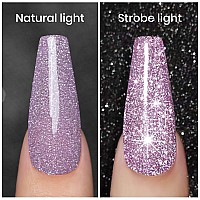 Rarjsm Reflective Glitter Gel Polish Light Purple Sparkle Gel Nail Polish Shiny Gel Nail Art Varnish Manicure Clear Diamond Nai