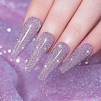 Rarjsm Reflective Glitter Gel Polish Light Purple Sparkle Gel Nail Polish Shiny Gel Nail Art Varnish Manicure Clear Diamond Nai