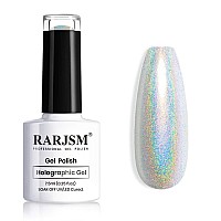 Rarjsm Holographic Nail Polish Set Silver Glitter 1Pcs 75Ml Metallic Gel Polish Uvled Lamp Curved For Salon Nail Art Gift