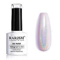 Rarjsm Holographic Nail Polish Gorgeous Glossy Holographic Soak Off 1Pcs 75Ml Light Purple Nail Polish Led Lamp Required For Na