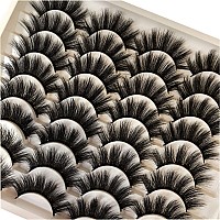 Gmagictobo False Eyelashes 20Mm Thick Mink Lashes Pack 16 Pairs Fluffy Dramatic Fake Eyelashes 2 Styles 5D Long Soft Handmade Ey