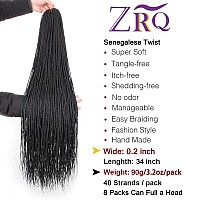 Zrq 34 Inch 8 Packs Crochet Senegalese Twist Braids Hair Small Senegalese Twist Crochet Hair Micro Long Mambo Twist Crochet Brai