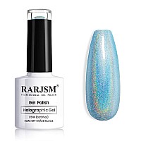 Rarjsm Holographic Nail Polish Blue Glitter Nail Polish Nail Lamp Required With Unicorn Glossy Effect For Salon And Home Diy Nai