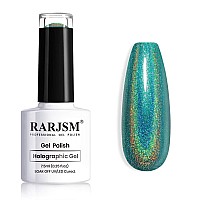 Rarjsm Holographic Nail Polish Turquoise Glitter Gel Polish Olive Green Nailpolish Uv Lamp Required Rainbow Effect Rar77 For Nai