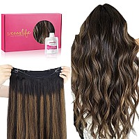 Wennalife Wire Hair Extensions Increase 50 Lifespan Real Human Hair 14 Inch 75G Natural Black Chestnut Brown Remy Hair Extens