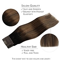 Wennalife Wire Hair Extensions Increase 50 Lifespan Real Human Hair 14 Inch 75G Natural Black Chestnut Brown Remy Hair Extens