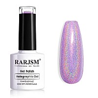 Rarjsm Holographic Nail Polish Violet Purple Gel Polish Shimmers Shiny Nail Gel Spring Summer Hologram Gel Nail Polish Uv Led La