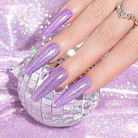 Rarjsm Holographic Nail Polish Violet Purple Gel Polish Shimmers Shiny Nail Gel Spring Summer Hologram Gel Nail Polish Uv Led La