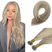 Sunny Hair Nano Bead Hair Extensions Human Hair Ash Blonde Nano Hair Extensions Color 18 Ash Blonde Mixed 613 Bleach Blonde Re