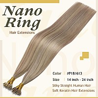 Sunny Hair Nano Bead Hair Extensions Human Hair Ash Blonde Nano Hair Extensions Color 18 Ash Blonde Mixed 613 Bleach Blonde Re