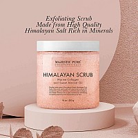 Majestic Pure Himalayan Pink Salt Body Scrub With Collagen And Sweet Almond Oil Exfoliating Body Scrub For Skin Care Stretch