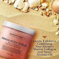 Majestic Pure Himalayan Pink Salt Body Scrub With Collagen And Sweet Almond Oil Exfoliating Body Scrub For Skin Care Stretch