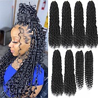 8 Packs New Goddess Locs Crochet Hair 18 Inch River Curls Crochet Hair Boho Faux Locs Wavy Crochet Hair With Curly End Boho Styl