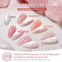 Gaoy Jelly Gel Nail Polish Set In Pink Nude With Glitter Cat Eye Gel And Magnet Pink Prism