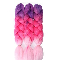 Imierfa Kanekalon Ombre Braiding Hair 3Tone Braiding Hair Extensions Feed In Hair For Braids 3Pack Kanekalon Braiding Hair For