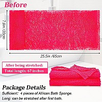 4 Pieces African Net Bath Sponge African Exfoliating Long Net Sponge Exfoliating Shower Body Scrubber Skin Smoother For Daily Us