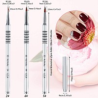 3 Pieces Kolinsky Acrylic Nail Brush 3D Nail Art Brush With Silver Metal With Nonslip Handle Silversize 2 4 5