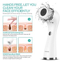 Vogoe Facial Cleansing Brush Rechargeable Spin Face Wash Brush Ipx7 Waterproof Electric Face Scrubber Exfoliator 3 Speeds 5