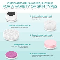 Vogoe Facial Cleansing Brush Rechargeable Spin Face Wash Brush Ipx7 Waterproof Electric Face Scrubber Exfoliator 3 Speeds 5