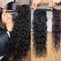 Magic Paste Wrap Around Ponytail Human Hair Extensions Long Water Wave 100 Real Remy Hair Ponytails Human Hair Extensions For W