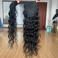 Magic Paste Wrap Around Ponytail Human Hair Extensions Long Water Wave 100 Real Remy Hair Ponytails Human Hair Extensions For W