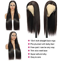 Miss Flower 34inch HD Lace Front Wigs Human Hair 180% High Density Straight Lace Front Wigs Human Hair Pre Plucked 13x4 Lace Frontal Wigs Brazilian Virgin Human Hair Wigs For Black Women