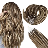 Easyouth Micro Hair Extensions Human Hair Blonde Micro Loop Hair Extensions Human Hair Brown Highlights Caramel Blonde Micro Lin