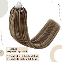 Easyouth Micro Hair Extensions Human Hair Blonde Micro Loop Hair Extensions Human Hair Brown Highlights Caramel Blonde Micro Lin