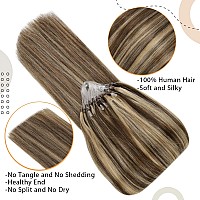 Easyouth Micro Hair Extensions Human Hair Blonde Micro Loop Hair Extensions Human Hair Brown Highlights Caramel Blonde Micro Lin