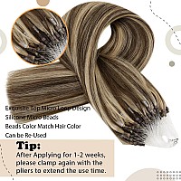 Easyouth Micro Hair Extensions Human Hair Blonde Micro Loop Hair Extensions Human Hair Brown Highlights Caramel Blonde Micro Lin