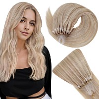 Easyouth Long Micro Link Hair Extensions Human Hair Blonde Micro Hair Extensions Human Hair Dirty Blonde Mixed Bleach Blonde Hig